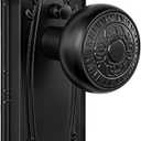 Matte Black Door Knob Privacy Bedroom Bathroom with Lock, Vintage Interior Door Handle with Plate for Hallway, Closet, Farmhouse Style(1 Pack)