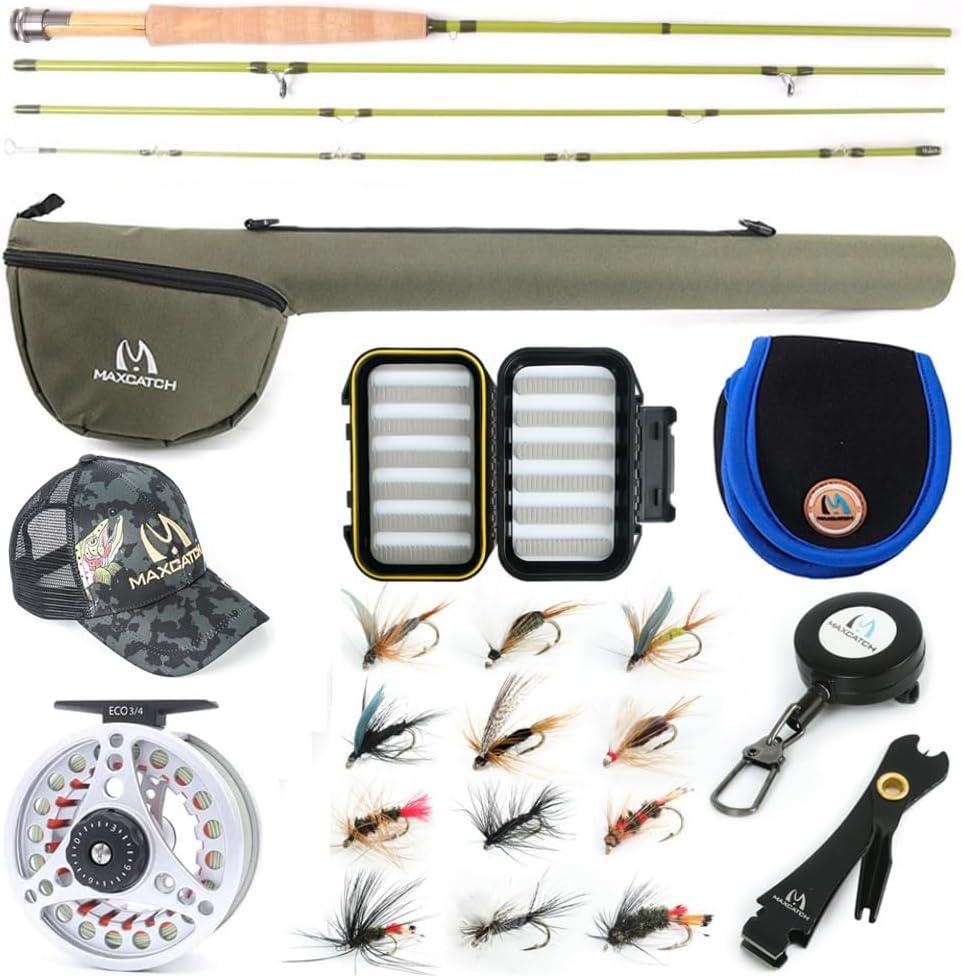 Maxcatch Ultra-Lite Fly Rod for Stream River Panfish/ Trout Fishing 1/ 2/ 3 Weight  (Ultra-lite Rod Combo, 6'0'' 2wt 3pcs)
