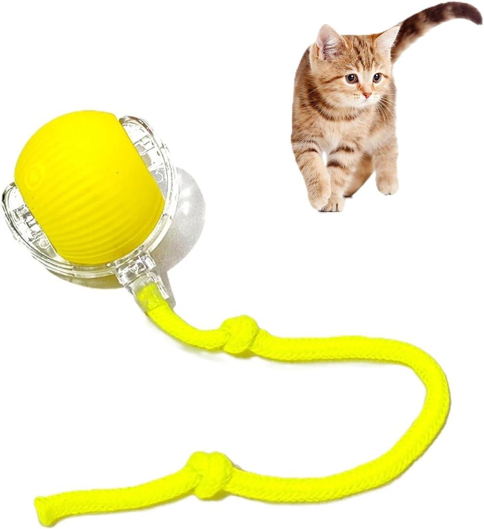 Interactive Cat Toy Rolling Ball with Tail, Motion Activated Indoor Cats | USB Rechargeable, Bird Chirp & 3 Speed Modes, Durable Silicone, Automatic Self-Moving, Relieve Boredom & Stimulate Curiosity