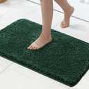 MIULEE Dark Green Absorbent Bath Rugs, Christmas Soft Small Bathroom Mats Non-Slip and Quick-Drying for Bathroom Bathtub Showers, Machine Washable Carpet (16 x 24 Inches)