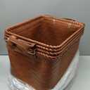 13x15x13 Woven Laundry Basket Hamper, Storage Basket for Clothes Blankets, 4-Pack Wicker Bin for Closet Shelves Bedroom Bathroom, Brown