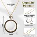 YYHSND 10X Magnifying Glass Necklace Magnifier Necklace Pendant Optical Magnifier with Chain Necklace for Library, Reading, Zooming and Jewelry (Color : Gold)