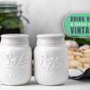 Comfify Mason Jar Salt & Pepper Shakers Aqua White Ceramic Rustic Shabby Chic Kitchen Decor