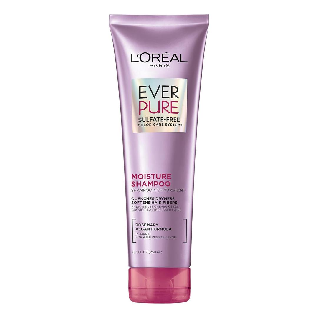 L’Oréal Paris Moisture Sulfate Free Shampoo, Hair Care for Color-Treated Hair with Rosemary Botanicals, EverPure, 8.5 Fl Oz, Pack of 2