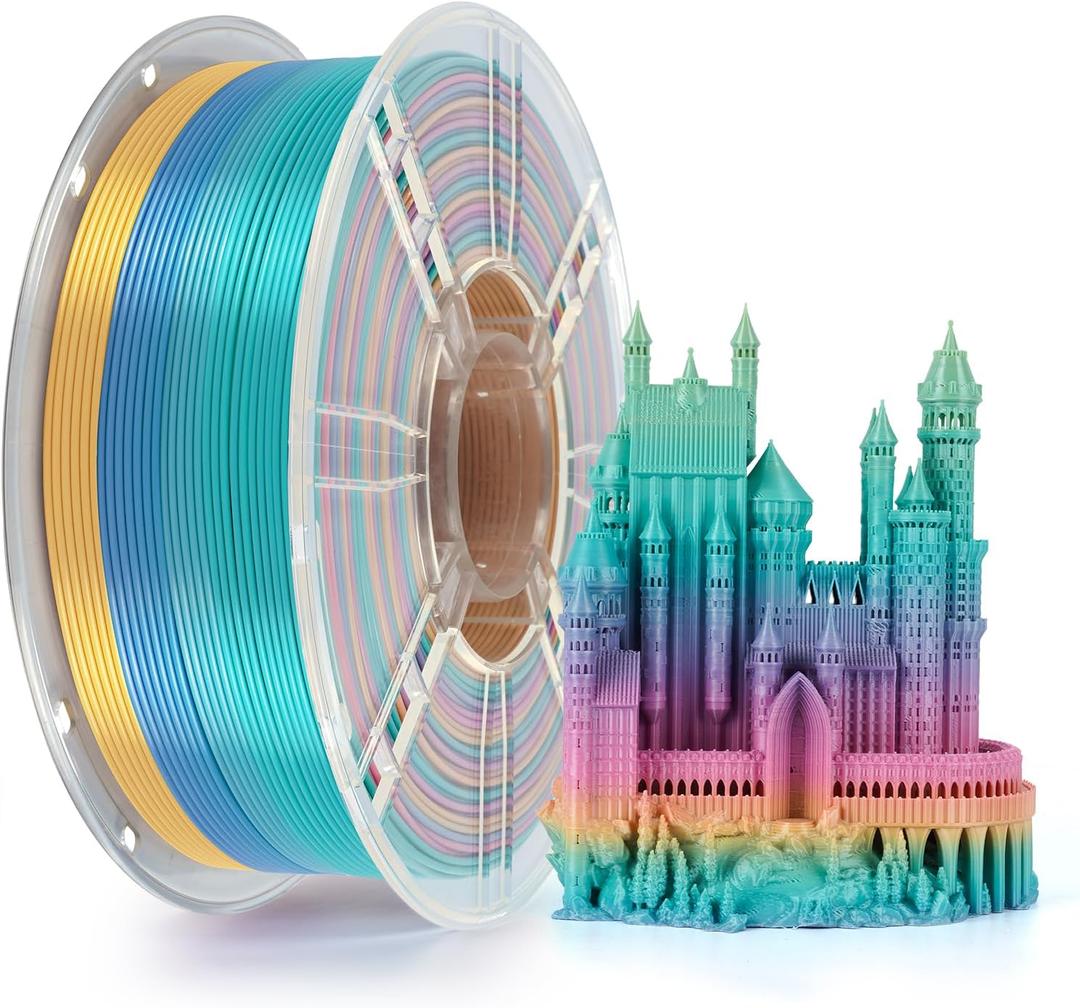 Kingroon Rainbow Filament 3D Printer Filament Color Changing 1kg Dimensional Accuracy 0.03mm,Gradually Random Quickly,Fit Most 3D Printers