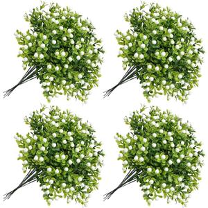 40 PCS Little Artificial Flowers Vase Filler - Baby's Breath Stems Faux Florals Greenery with White Buds for Table Centerpieces Tablescapes Spring Summer Decor