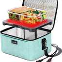 Aotto Portable Electric Lunch Box Food Heater, 12V/24V/110V 3-in-1 Car Food Warmer Heated Lunch Box for Adults, Cook, Reheat & Keep Meals Warm for Car, Truck, Travel, Work, Home - Lake Green