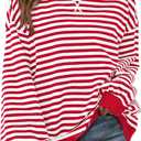 PRETTYGARDEN Womens Striped Oversized Sweatshirt Color Block Crew Neck Long Sleeve Casual Loose Pullover Top Y2K Clothes (Red, M)