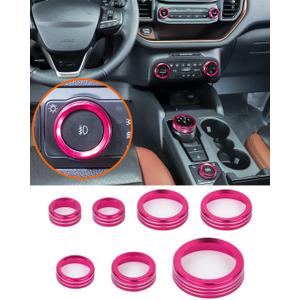 Savadicar CKT02 Billet Aluminum Control Knob Trim Sets, Headlight/4WD/HVAC Climate Control Knob Bezels, Air Conditioner/Radio Switch Cover for 20212025 Ford Bronco Sport, Interior Accessories, Pink