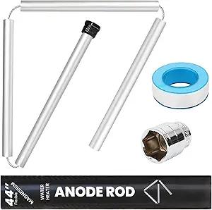 Flexible Magnesium Water Heater Anode Rod- Magnesium Anode Rod for Reliance, Rheem, Richmond, Kenmore, GE, 44 Inch Long, 0.8 Inch Diameter, 3/4 Npt Thread, 1-1/16 Inch Hex Socket Tool and Teflon Tape