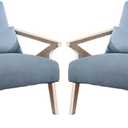 Phoenix Home Accent Chair Mid-Century Modern Chair Set of 2, Upholstered Lounge Arm Chair with Wood Frame & Soft Cushion for Living Room, Reading Armchair for Bedroom, Blue