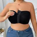 WDIRARA Women's Plus Size Strapless Front Closure Bandeau Bra Seamless Wireless Bralette Tube Top (Black, XXXL)