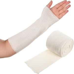 Nuanchu Cotton Stockinette Tubular Elastic Bandage Cast Sleeve Roll Elastic Wrap Tube Bandages Comfortable Cast Stockinette for Arm Leg Knee Prewrap (White,3 Inch X 5.47 Yard)