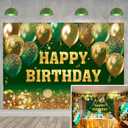 Green Gold Happy Birthday Backdrop Gold Green Glitter Bokeh Balloon Sequin Birthday Photography Background for Women Men Kids Party Decoration Banner (Green, 82x59 inch (7x5FT))