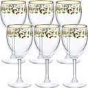 Nitial 6 Pcs Christmas Wine Glasses Set, 6.8 oz Festive Holiday Drinkware with Stem Wineglass Gift, Ideal for Red or White Wine at Christmas Dinners, New Years Family Party Gatherings (Holly Berry)