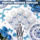 Tujoe 100 Pcs Wedding Handheld Fans for Guests Mini Personal Portable Fans Bulk Thank You for Celebrating with Us Fan for Wedding Bridal Shower Party Favors Summer Travel (Blue and White Porcelain)