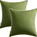 MIULEE Pack of 2 Outdoor Waterproof Pillow Covers Decorative Farmhouse Throw Pillow Covers Square Solid Color Couch Pillow Covers Spring for Patio Tent Bed Sofa Living Room 18x18 Inch Moss Green