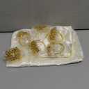 CROWN GUIDE 12 Pack Gold Napkin Rings and Cloth Napkins Set of 6, 17x17 Satin Cocktail Napkins Bulk Table Napkins Holder for Wedding Reception Personalized Napkins Bridal Shower for Party Decorative (Ivory)