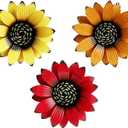 Sunflower Outdoor Metal Wall Art - 3Pack 9" Metal Flowers Wall Decor for Porch, Garden, Yard - Weather-Resistant Indoor Floral Wall Art - Durable Outdoor Wall Decor (yellowredorange)