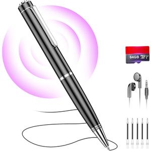 64GB Digital Voice Recorder Voice Activated Recorder with Playback, Portable Audio Recorder, Portable Recording Device with AI Noise Reduction, Portable Audio Recorder for Meeting/Course