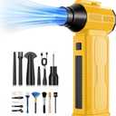 Compressed Air Duster, 130,000RPM Ultra-Powerful Cordless Electric Air Duster with 8000mAh Rechargeable Battery, 4-Gear Adjustable Air Blower for Keyboard, Computer, Car, Home Cleaning - Yellow