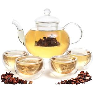 Moss & Stone Glass 27oz Tea Kettle Infuser Borosilicate Glass Teapot With Removable Glass Strainer, Microwave Safe Tea Maker