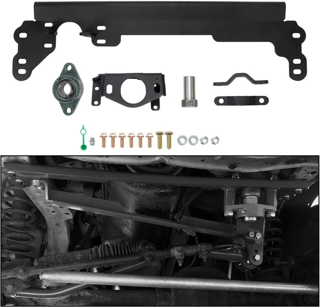 ECOTRIC Steering Box Brace Compatible with 1984-2001 Cherokee XJ Steel W/Sector Shaft Support Steel Powder Coated Black
