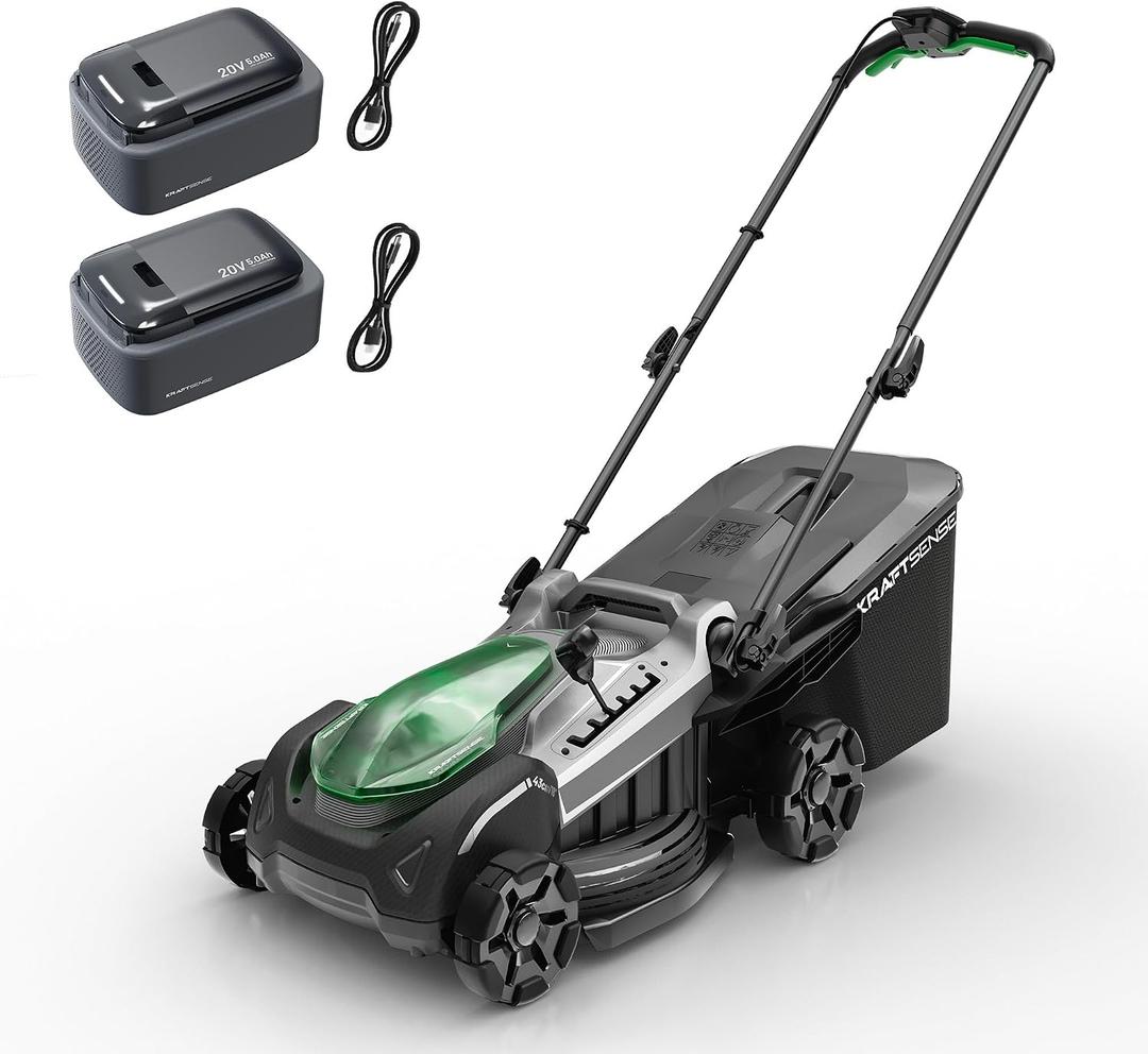 18" Electric Lawn Mower, 40V Self-Propelled Cordless Lawn Mower with 2x5.0Ah Batteries, Brushless Motor, 2-in-1 Mulching & Bagging, 6-Position Height Adjustment, for Small to Medium Yards