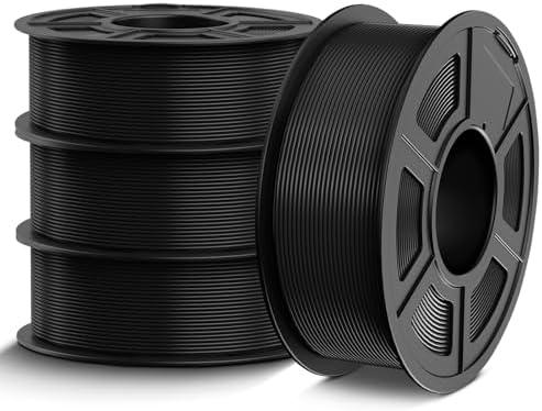 TECBEARS PETG Filament 1.75mm, 3D Printer Filament PETG Black Bundle, Strong Toughnes, 4 * 1KG(1320M) Filament High Precision, Dimensional Accuracy ±0.02mm, 4 Packs of Black