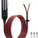 12V/24V Thermoelectric Cooler Power Cord Compatible with Coleman Electric Cooler Adapter 8 Feet Cooler Cord w/Fuse Plug-in Car Cooler Power