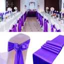 100 PCS Satin Chair Sashes Decorative Bow Satin Chair Sashes Ties Back Ribbon Bows Chairs Cover Band for Wedding Birthday Party Ceremony Reception Events Banquet Home Kitchen Decor(7 x108inch,Purple)