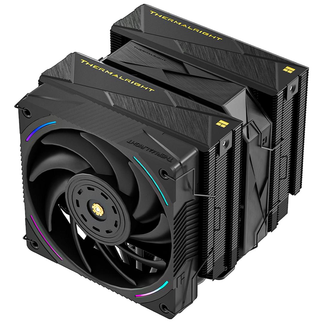 Thermalrlght Royal Pretor 130 Ultra Black CPU Cooler, 7 Heat Pipes Heatsink CPU Cooling, Black Brushed Top Cover, for Intel LGA115X/2011/1700/1851,AM4/AM5 Platforms,Double Towers and Fans Cooler