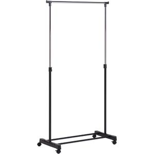 Honey-Can-Do Adjustable Height Rolling Metal Clothes Rack GAR-01122 Chrome 30 lbs