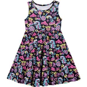 Lovekider Little Girls Casual Sleeveless Dresses Summer Swing Twirly Sundress Kids 3D Cute Sun Dress 4-8T (Black)