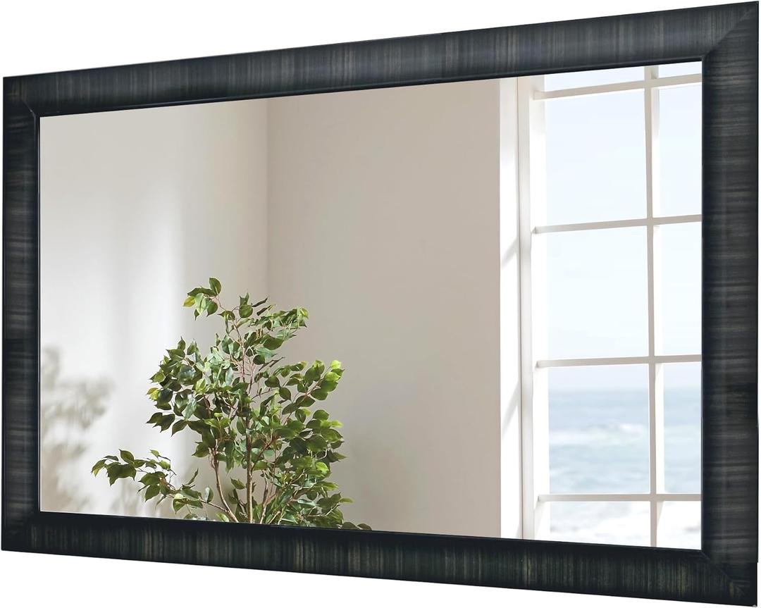 Black Bathroom Mirror 24x36 Inch, Rectangle Wall Mirrors with Tempered Glass for Living Room Bedroom or Entryway, Vertical & Horizontal Hanging