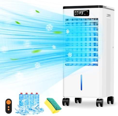 Portable Air Conditioners, 3-IN-1 Evaporative Swamp Cooler, Windowless Air Conditioner, 4 Modes & 3 Speeds, 12H Timer, Child Lock, Smart Remote & Touch Control, Portable Ac Unit for Bedroom, Indoor