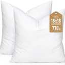 Artscope Synthetic Down Pillow Insert, 18x18 Down Alternative Throw Pillow Insert. Ultra Soft Fluffy Sleeping Pillow with 100% Cotton Cover, Decorative Pillows Set of 2-White.