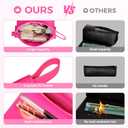 JKAOO Hair Tools Travel Bag and Heat Resistant Mat, 2 in 1 Portable Organizer Hair Travel Case for Curling Iron, Hair Straightener, Flat Irons, PU Hangable Handle, Neoprene (Vibrant RoseRed)