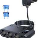 9 in 1 Cigarette Lighter Splitter, USB C Car Charger Adapter with PD30W, 3 Sockets with Independent Switches, LED Voltmeter 12V Power Outlet TSNAM