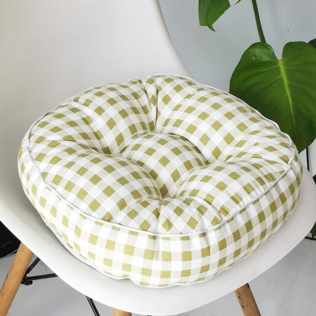vctops 1PC Indoor Outdoor Bohemian Round Chair Cushion Seat Pad Floor Cushion Pillow (Grid Green 2, 16"X16")