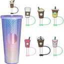 KEUYE Straw Cover Compatible With Starbucks Cup, 7Pcs Reusable Drinking Straw Cover, Splash Proof Straw Cover Cap, Straw Covers Cap for Tumbles, Cups Accessories (7-8MM-7PCS)