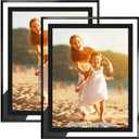 8x10 Picture Frames Black - Set of 2, HD Real Glass 8 by 10 Photo Frame for Tabletop Display, Wedding Birthday Christmas Day Gifts (8 x 10, Black)