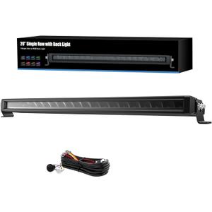 4WDKING 20 Inch Slim LED Light Bar with RGB Accent Lighting, Screwless Design, IP68&IP69K Waterproof, 100W Off Road Driving Lamp with 10FT Wire Harness for Truck/Pickup/ATV/UTV/SUV/Golf Cart/Boat