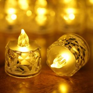 4 Pack Crystal LED Tea Light Candles, Battery Operated, Flameless, Kids & Pets Friendly, Long Battery Life, Modern Design for Decoration, Wedding, Party, Dating, Festival Celebration, Dinner