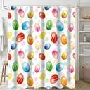 Easter Shower Curtain 72x72 inch Colorful Easter Eggs Bath Curtain Decoration with 12 Hooks Spring Bathroom Home Decor
