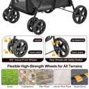 Double Pet Stroller for Dogs and Cats with 2 Detachable Carrier, Quick-Folding Dog Stroller for Medium Dogs Cats, 4 Wheels, Black