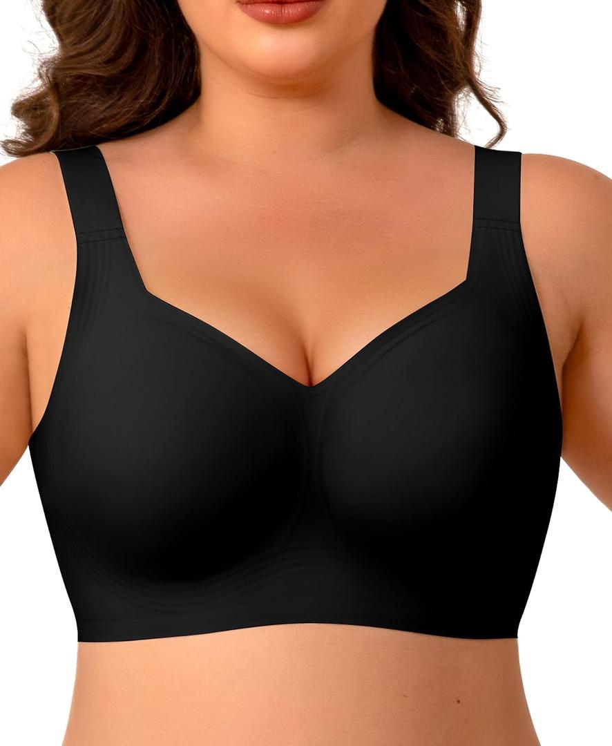 Wireless Minimizer Jelly Bras for Women No Underwire Plus Size Bra with Support Lift Full Coverage Comfortable Seamless Bra, S