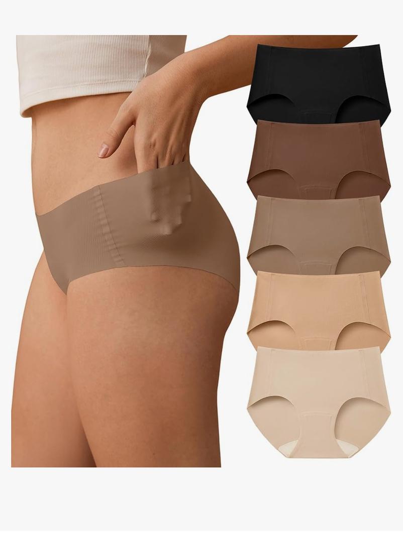 SHARICCA Womens Seamless Underwear No Show Hipster Panties Invisible Lightweight Nuage Bikinis Briefs Microfiber Pack 5, XL