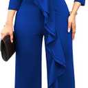 sexycherry Formal Jumpsuit for Women Dressy Elegant Long Straight Pants Jumpsuits for Party Club with Zipper XXL