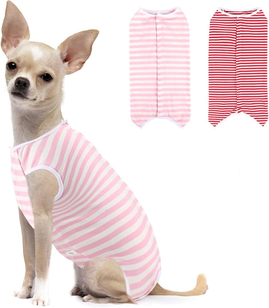 2 Packs Dog Recovery Suit for Surgery Dog Onesie Surgical Clothes Bodysuit for Male and Female Substitute E-Collar& Cone